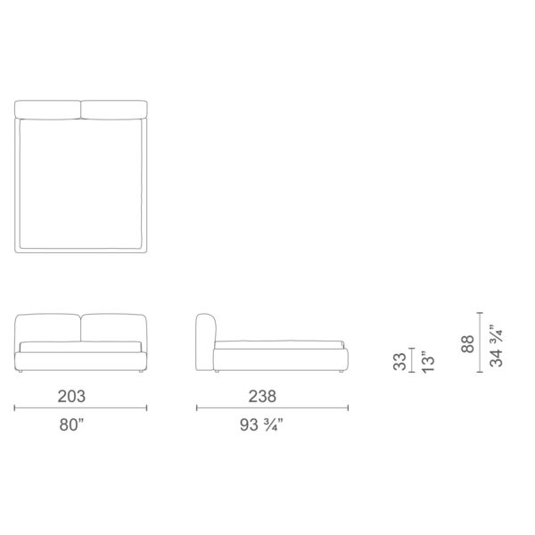 Łóżko tapicerowane Oblong Plus Bed Cappellini